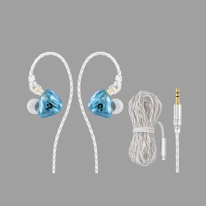 Pixel Art Resin Wired In Ear Earphones, Crystal Blue Headphones with Optional Mic & Type-C Plug for Daily Music Calls