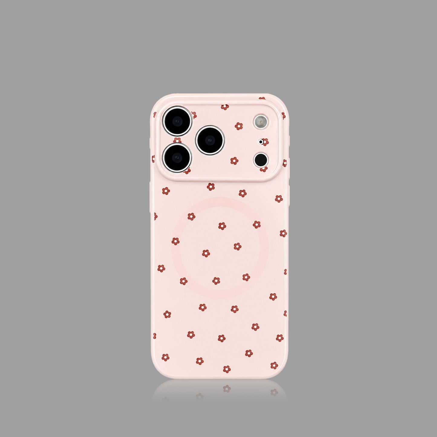 Ice Blue Polka Dot & Bow MagSafe iPhone Case with Heart Stand