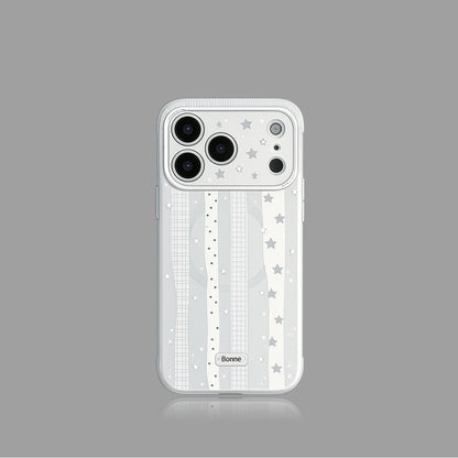 Ice Blue Polka Dot & Bow MagSafe iPhone Case with Heart Stand