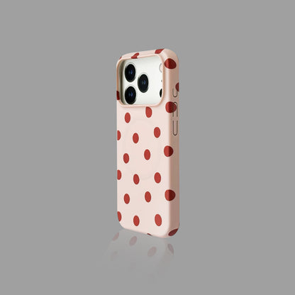 Heart & Polka Dot iPhone Case with Magnetic Heart Stand