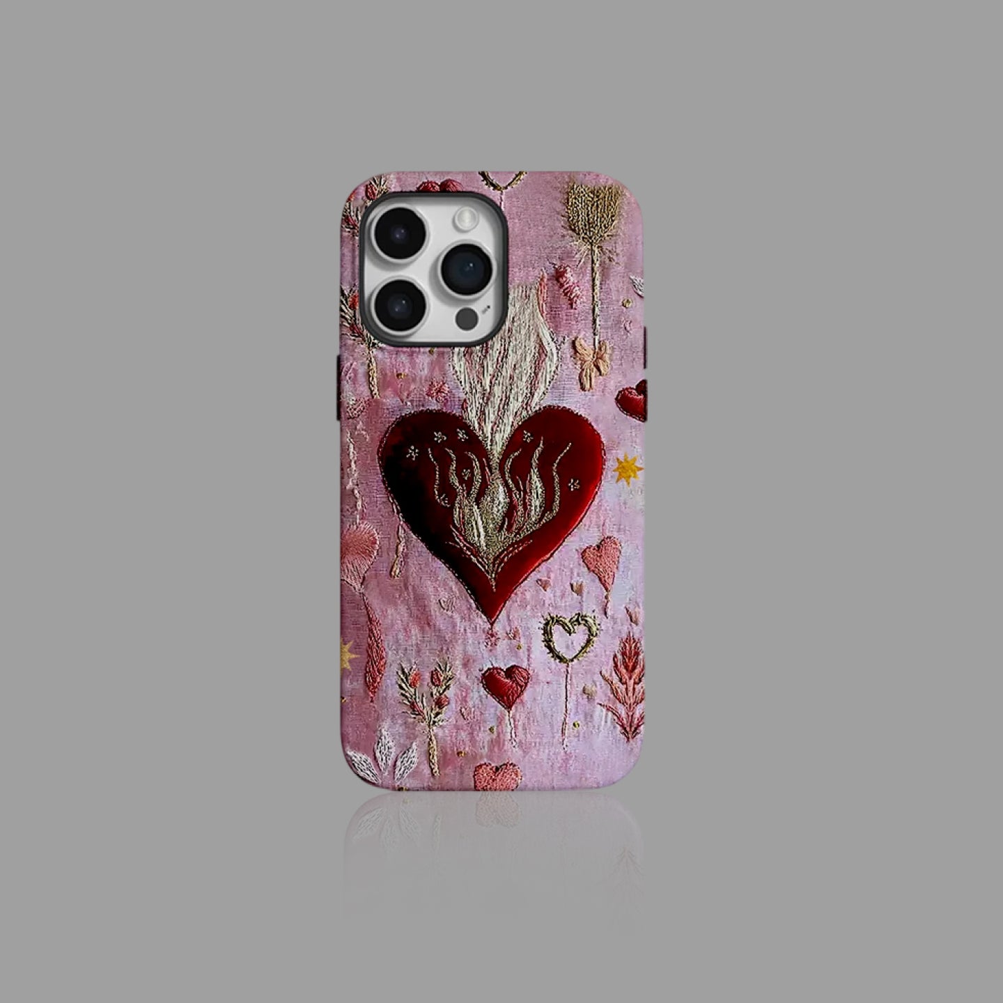Vintage Burning Heart Embossed Art iPhone Case