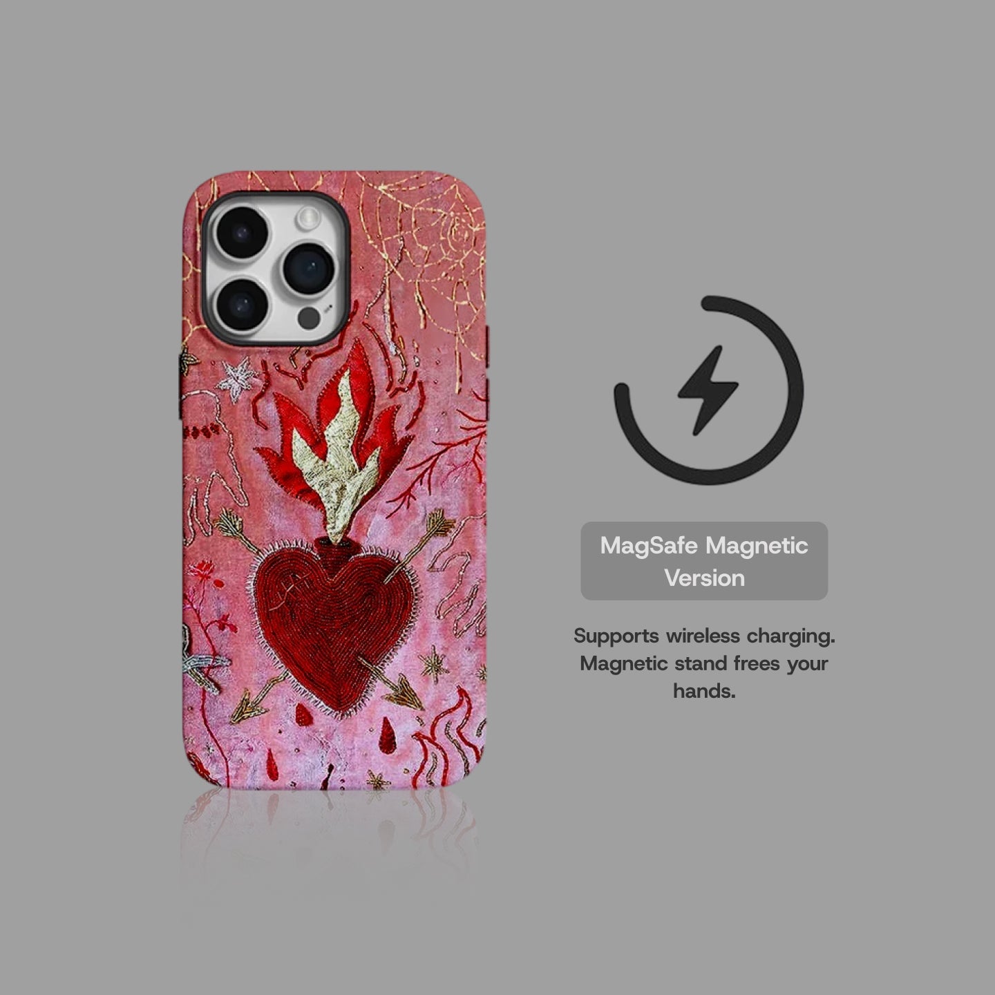 Vintage Burning Heart Embossed Art iPhone Case