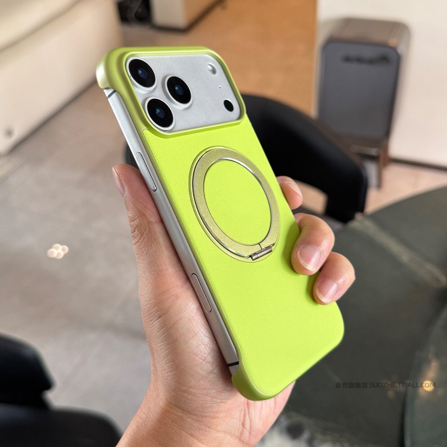 Frameless iPhone Case with Ring Stand, Ultra-Thin Shockproof