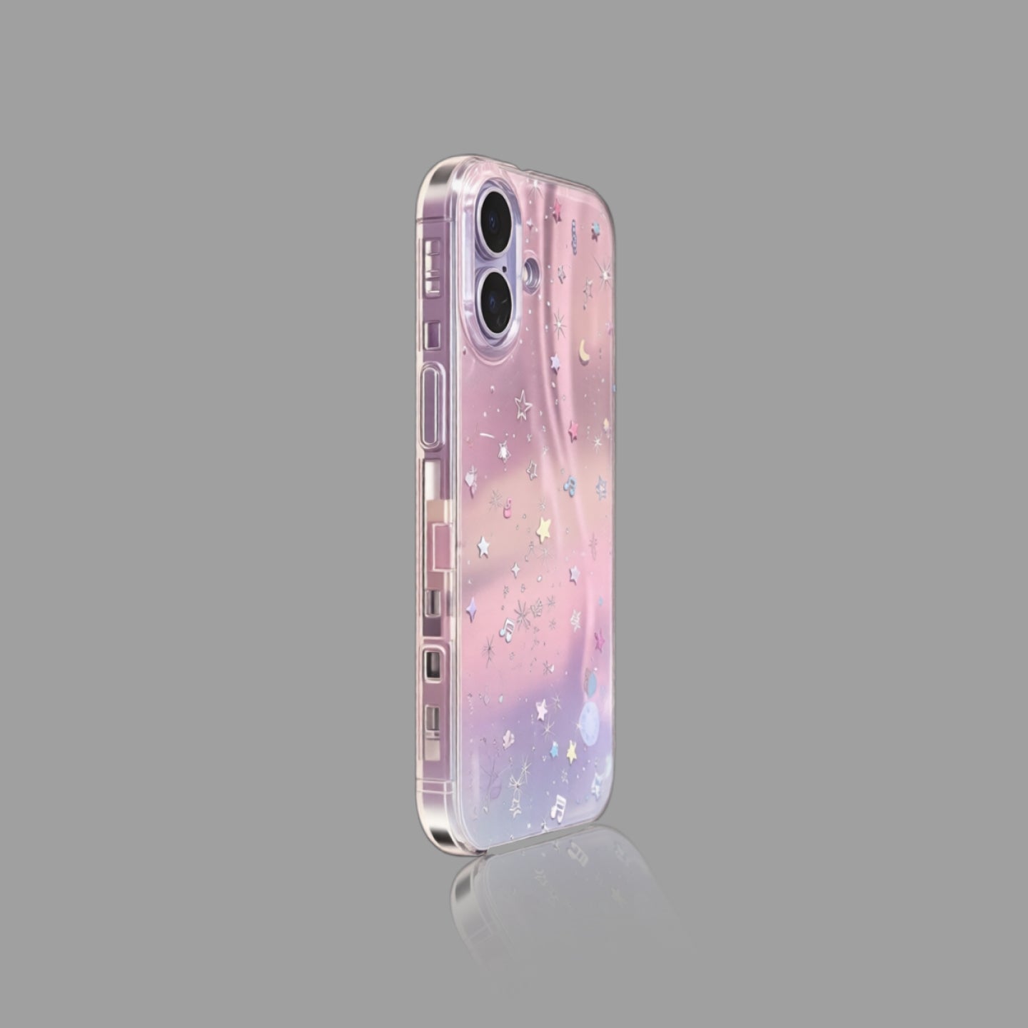 Gradient Star Music Note Glitter iPhone Case, Iridescent Protective Cover
