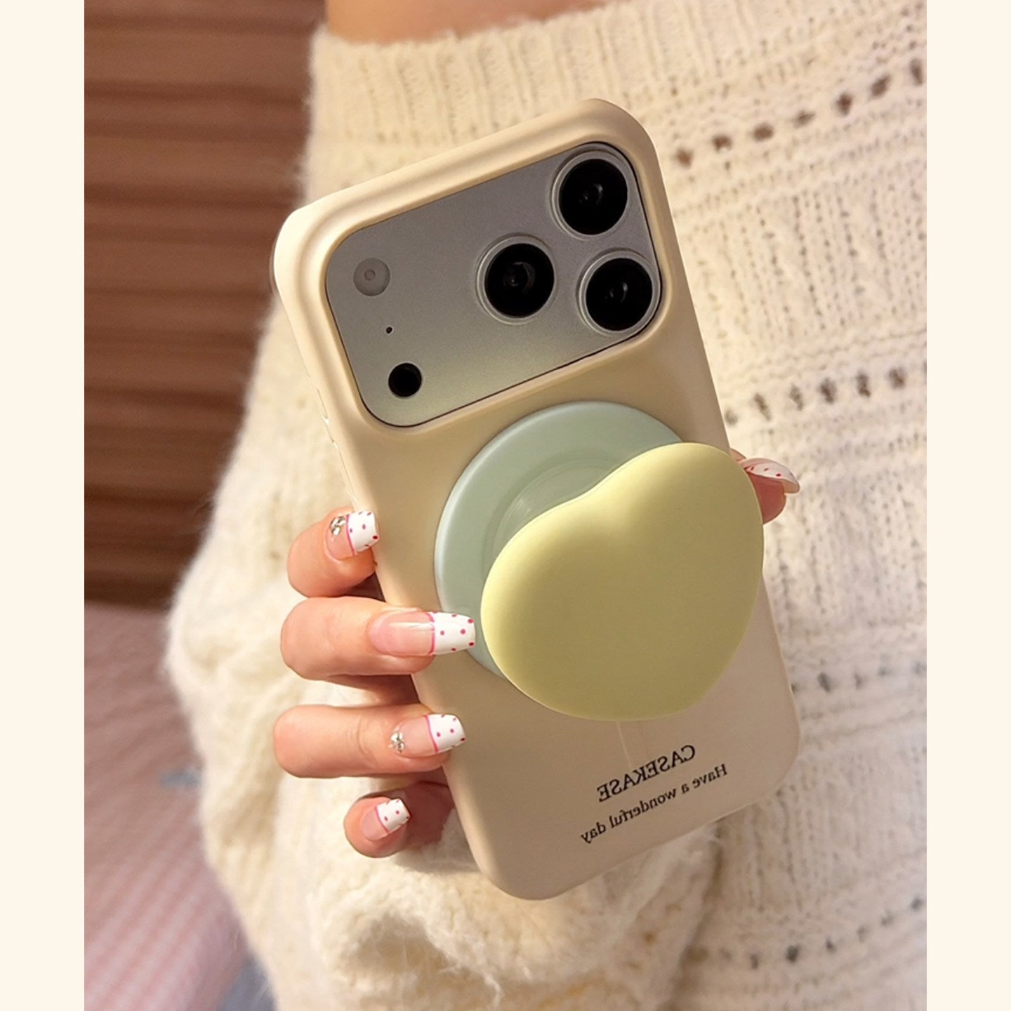 Dopamine Contrast Color MagSafe iPhone Case with Heart Magnetic Stand