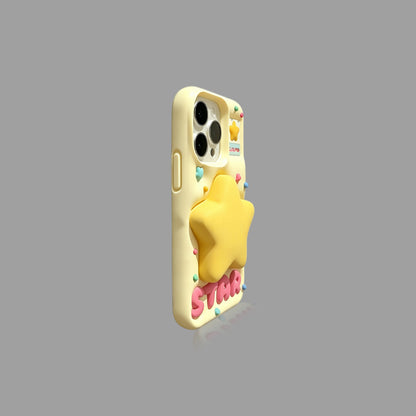 3D Star Mirror & Stand iPhone Case in Cream Yellow