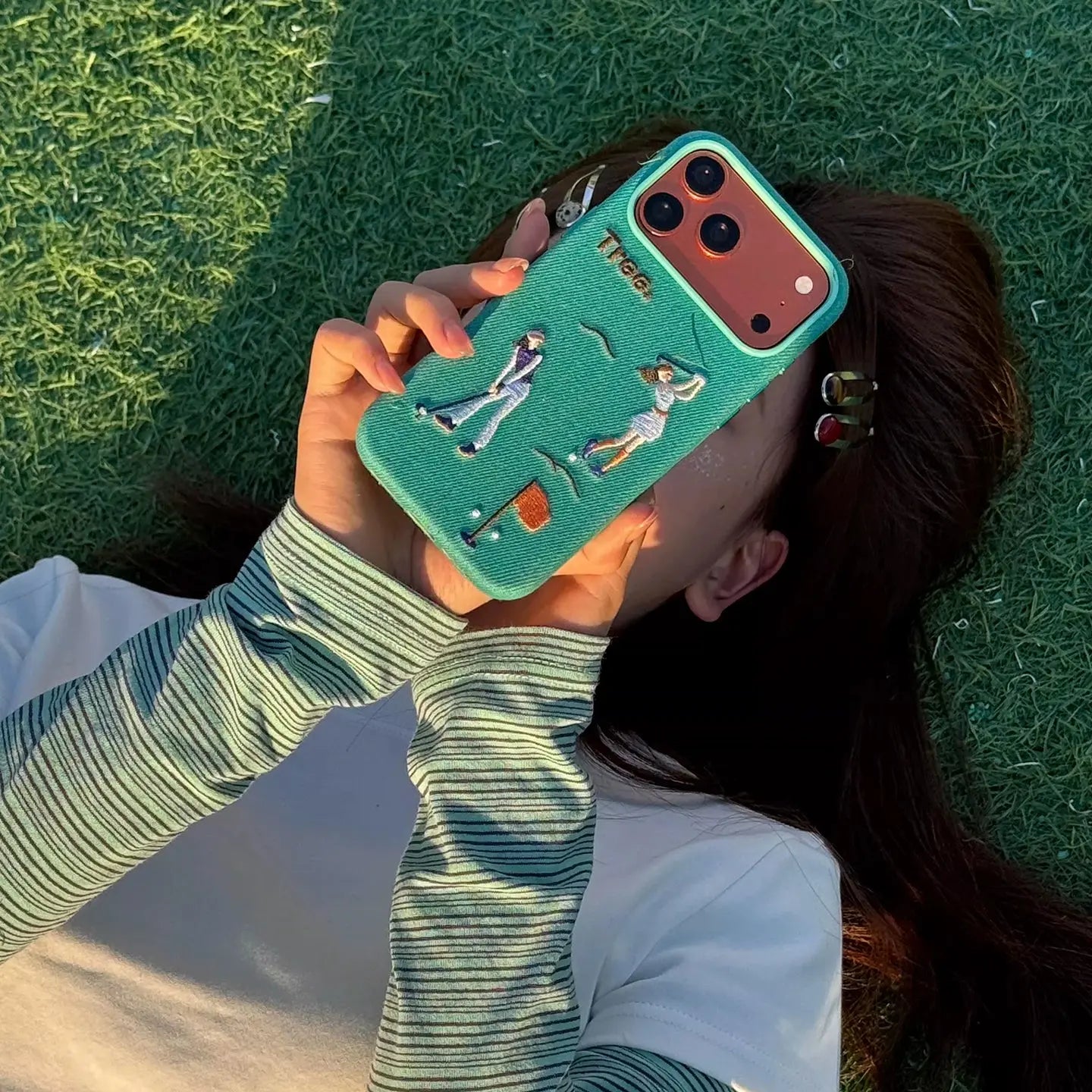 Embroidered Denim iPhone Case, Magsafe Shockproof SEACASE