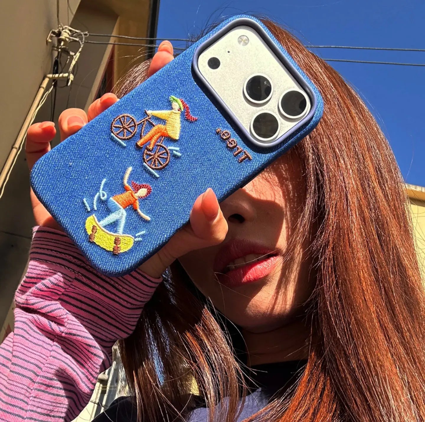 Embroidered Denim iPhone Case, Magsafe Shockproof SEACASE