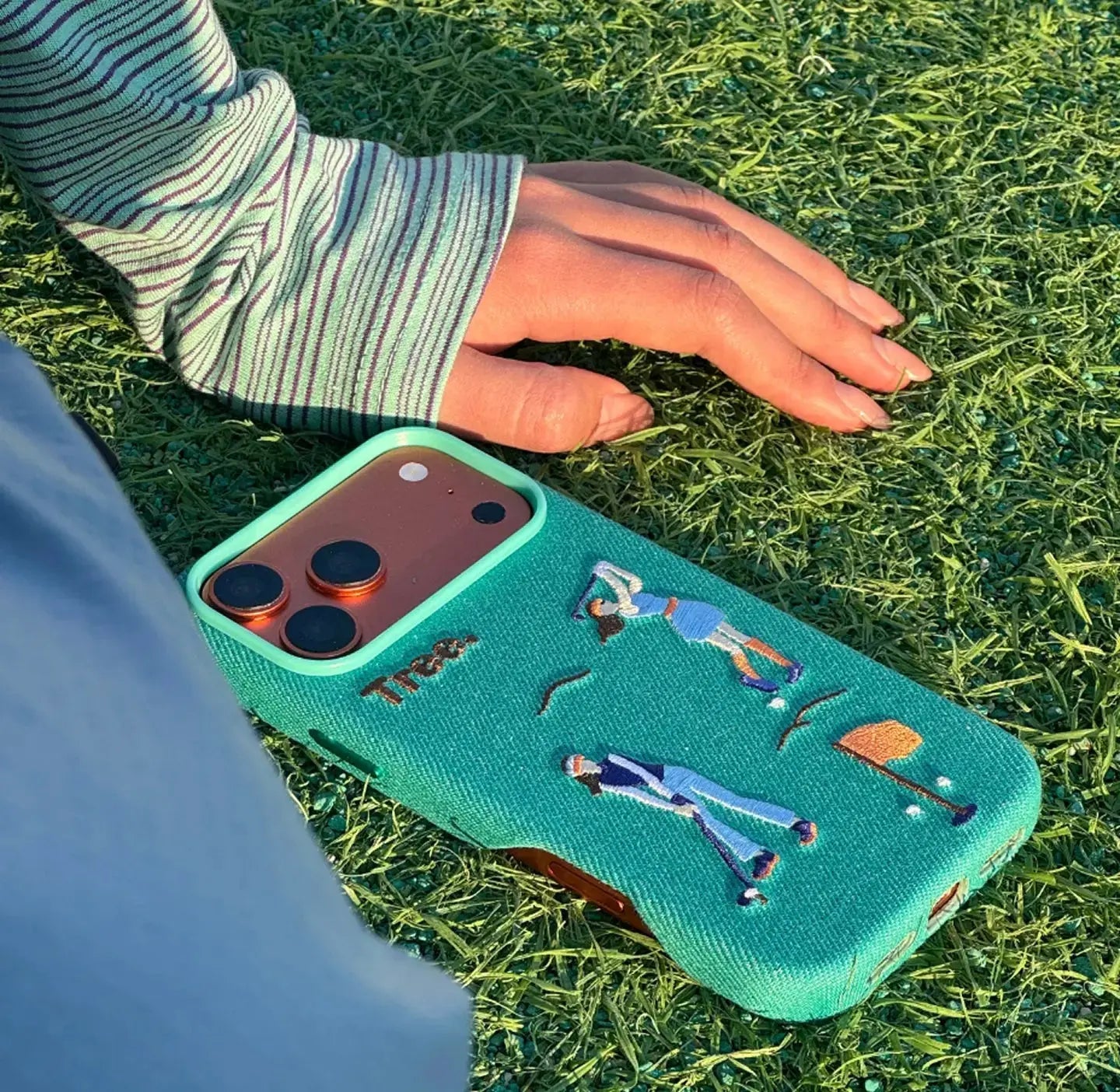 Embroidered Denim iPhone Case, Magsafe Shockproof SEACASE