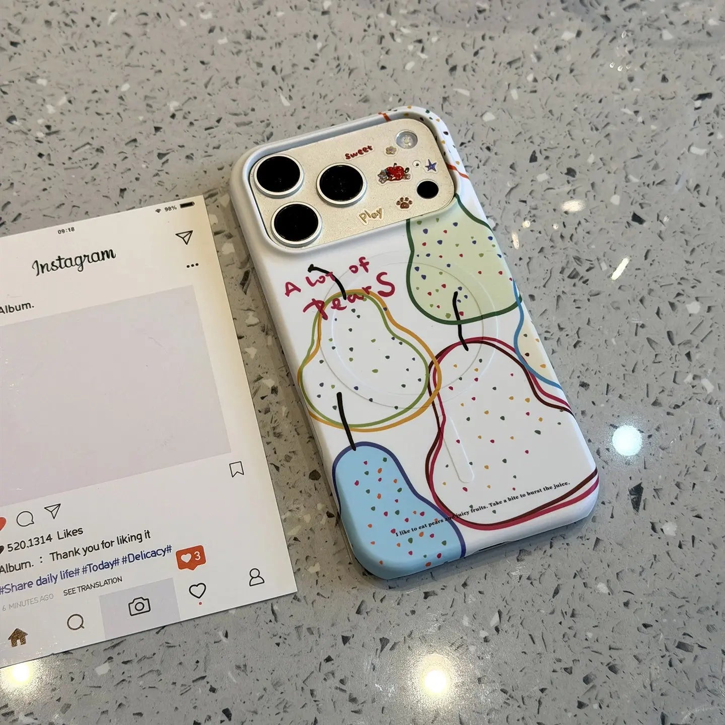 Summer Colorful Line Pear MagSafe iPhone Case SEACASE