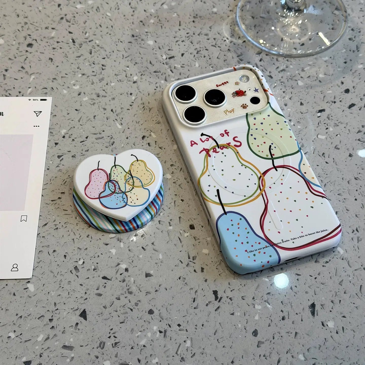 Summer Colorful Line Pear MagSafe iPhone Case SEACASE