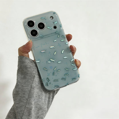 Clear Mint Blue Iridescent Fish iPhone Case