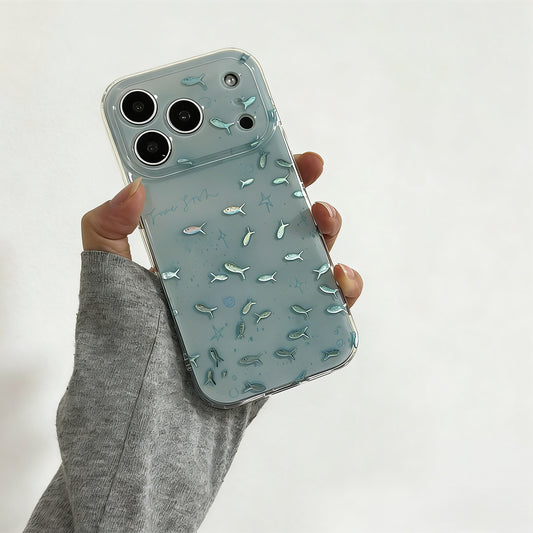 Clear Mint Blue Iridescent Fish iPhone Case