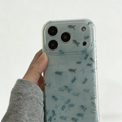 Clear Mint Blue Iridescent Fish iPhone Case