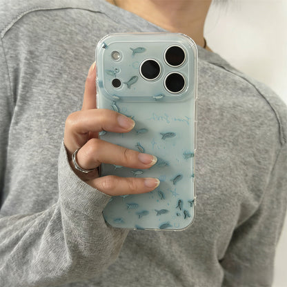 Clear Mint Blue Iridescent Fish iPhone Case