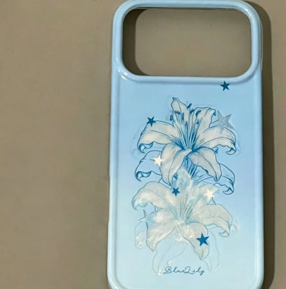 Aesthetic Blue Gradient Lily iPhone Case SEACASE