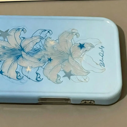 Aesthetic Blue Gradient Lily iPhone Case SEACASE
