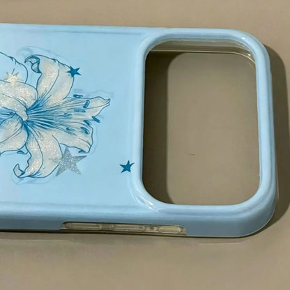 Aesthetic Blue Gradient Lily iPhone Case SEACASE