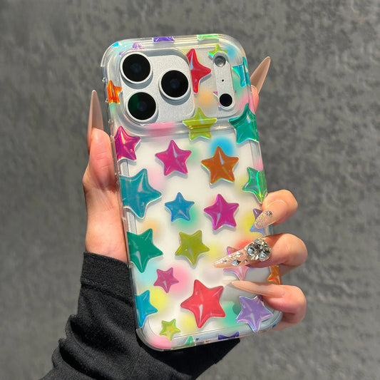 Dopamine Holographic Star iPhone Case, Semi-Transparent