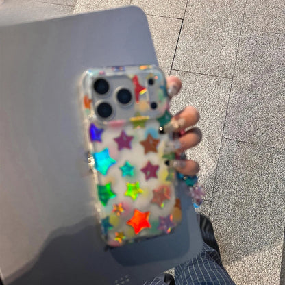 Dopamine Holographic Star iPhone Case, Semi-Transparent