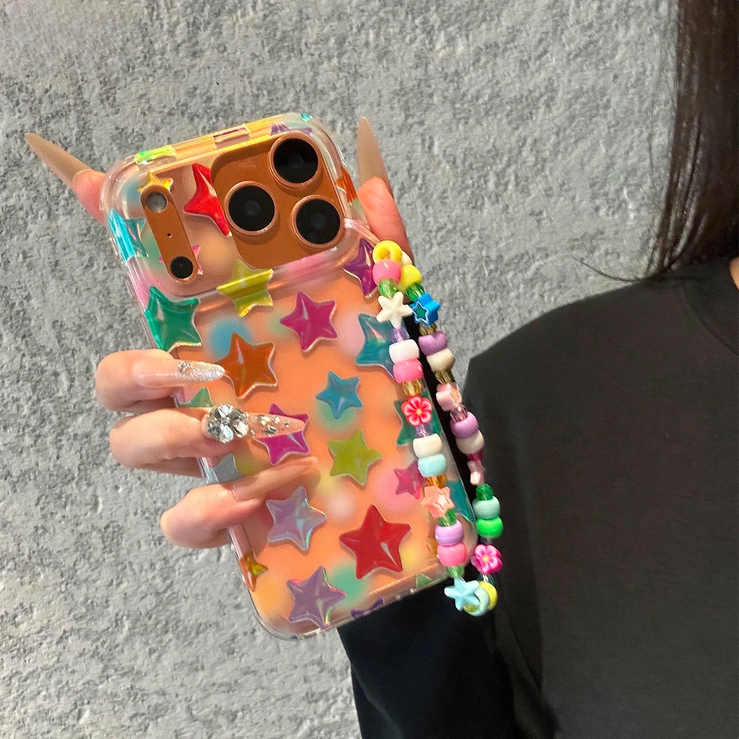 Dopamine Holographic Star iPhone Case, Semi-Transparent