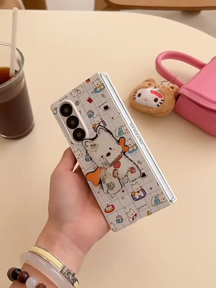 Samsung Z Fold 7/6/5/4/3 Case with Cute Puppy Stand 我的商店